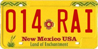 NM license plate 014RAI