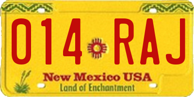 NM license plate 014RAJ