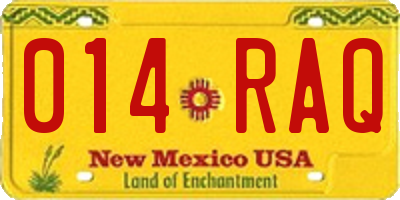 NM license plate 014RAQ