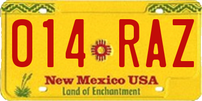 NM license plate 014RAZ