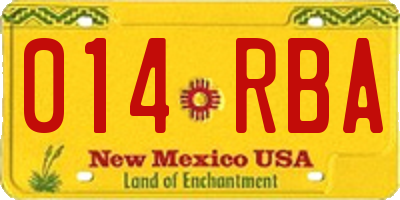 NM license plate 014RBA
