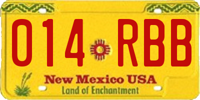 NM license plate 014RBB