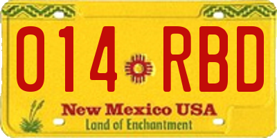 NM license plate 014RBD