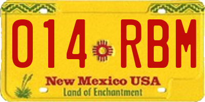 NM license plate 014RBM