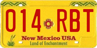 NM license plate 014RBT