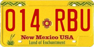 NM license plate 014RBU