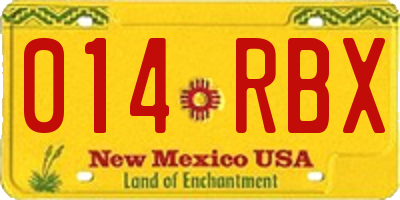 NM license plate 014RBX