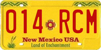 NM license plate 014RCM