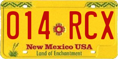 NM license plate 014RCX