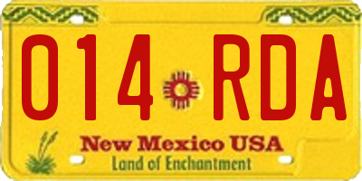 NM license plate 014RDA