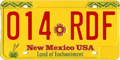 NM license plate 014RDF