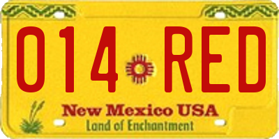 NM license plate 014RED