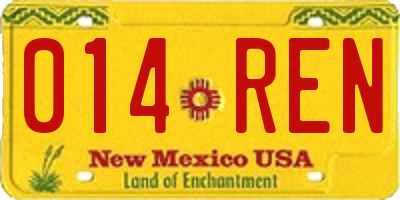NM license plate 014REN