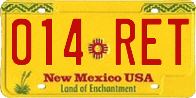 NM license plate 014RET