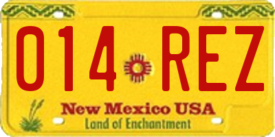 NM license plate 014REZ