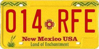 NM license plate 014RFE
