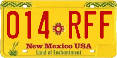 NM license plate 014RFF
