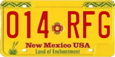 NM license plate 014RFG