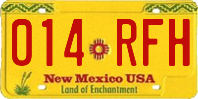 NM license plate 014RFH