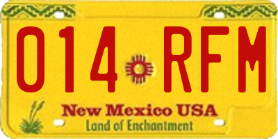 NM license plate 014RFM