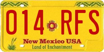NM license plate 014RFS