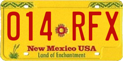 NM license plate 014RFX