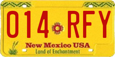NM license plate 014RFY