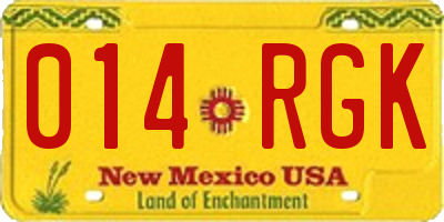 NM license plate 014RGK