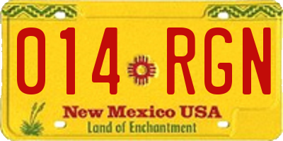 NM license plate 014RGN