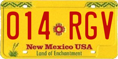 NM license plate 014RGV