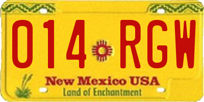 NM license plate 014RGW