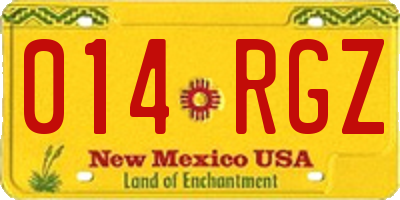 NM license plate 014RGZ