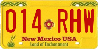 NM license plate 014RHW
