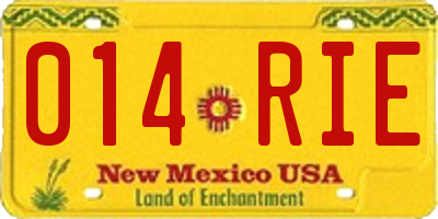 NM license plate 014RIE
