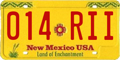 NM license plate 014RII