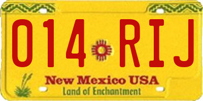 NM license plate 014RIJ
