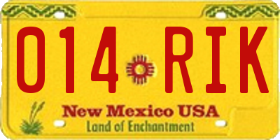 NM license plate 014RIK