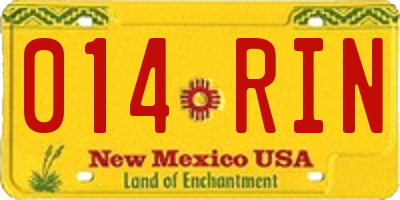 NM license plate 014RIN