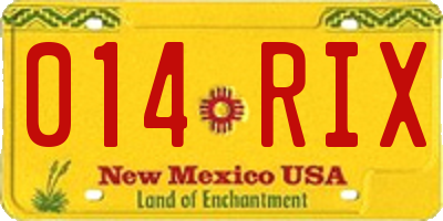 NM license plate 014RIX
