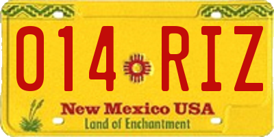 NM license plate 014RIZ