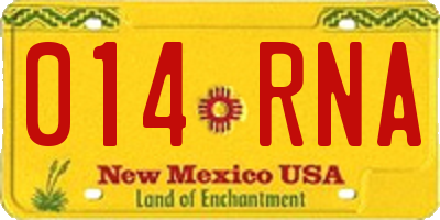 NM license plate 014RNA