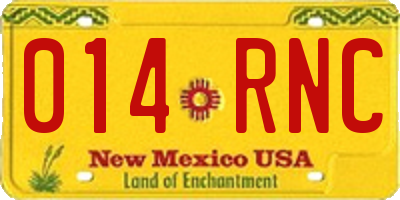 NM license plate 014RNC