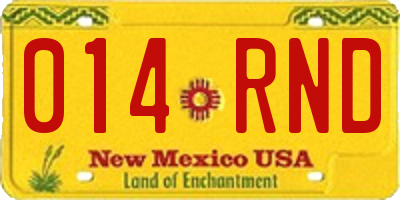 NM license plate 014RND
