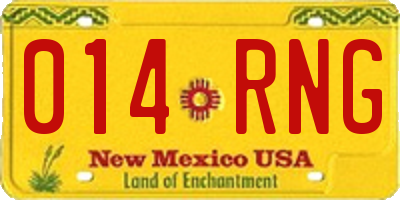NM license plate 014RNG