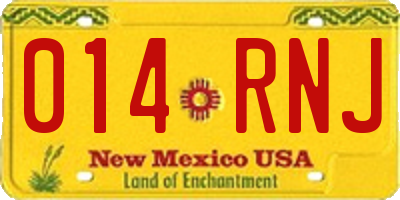 NM license plate 014RNJ