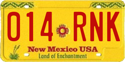 NM license plate 014RNK