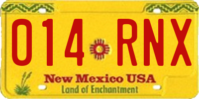 NM license plate 014RNX