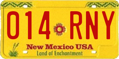 NM license plate 014RNY