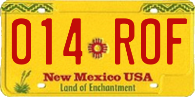 NM license plate 014ROF