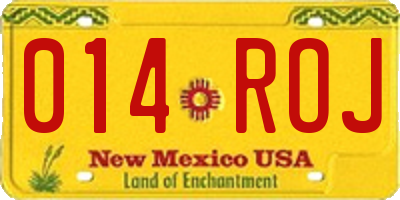 NM license plate 014ROJ